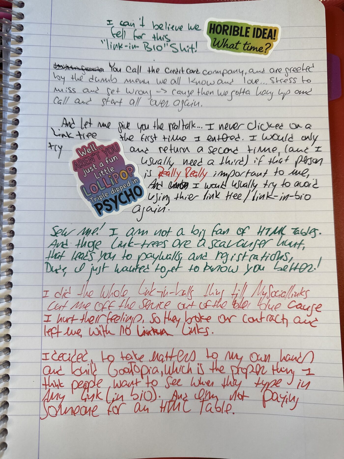 Handwritten original by Maya3ee Rainha — I Can’t Believe We Fell for This Link-in-Bio Shit